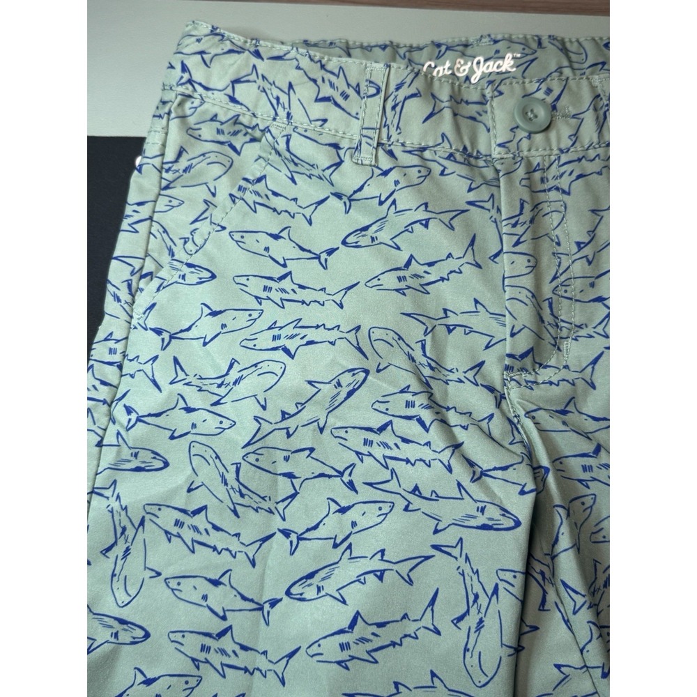 Cat & Jack Boys Blue Sharks Swim Shorts Trunks Adjustable Waist No Liner Size 8 - Picture 2 of 6